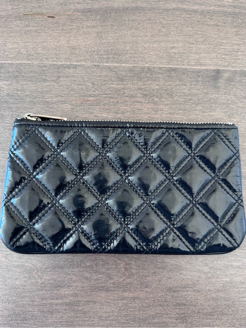 Marc Jacobs Black Quilted Patent Leather Zip Pouch